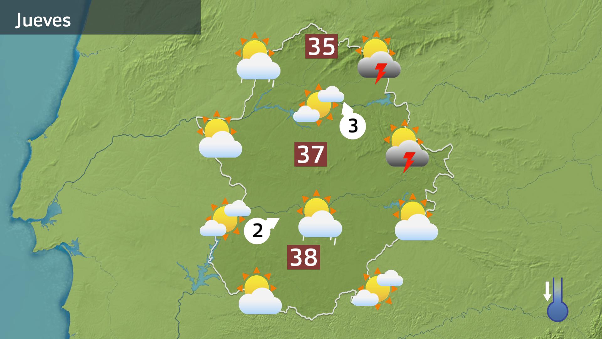 Mapa de previsión para hoy jueves 19 de junio