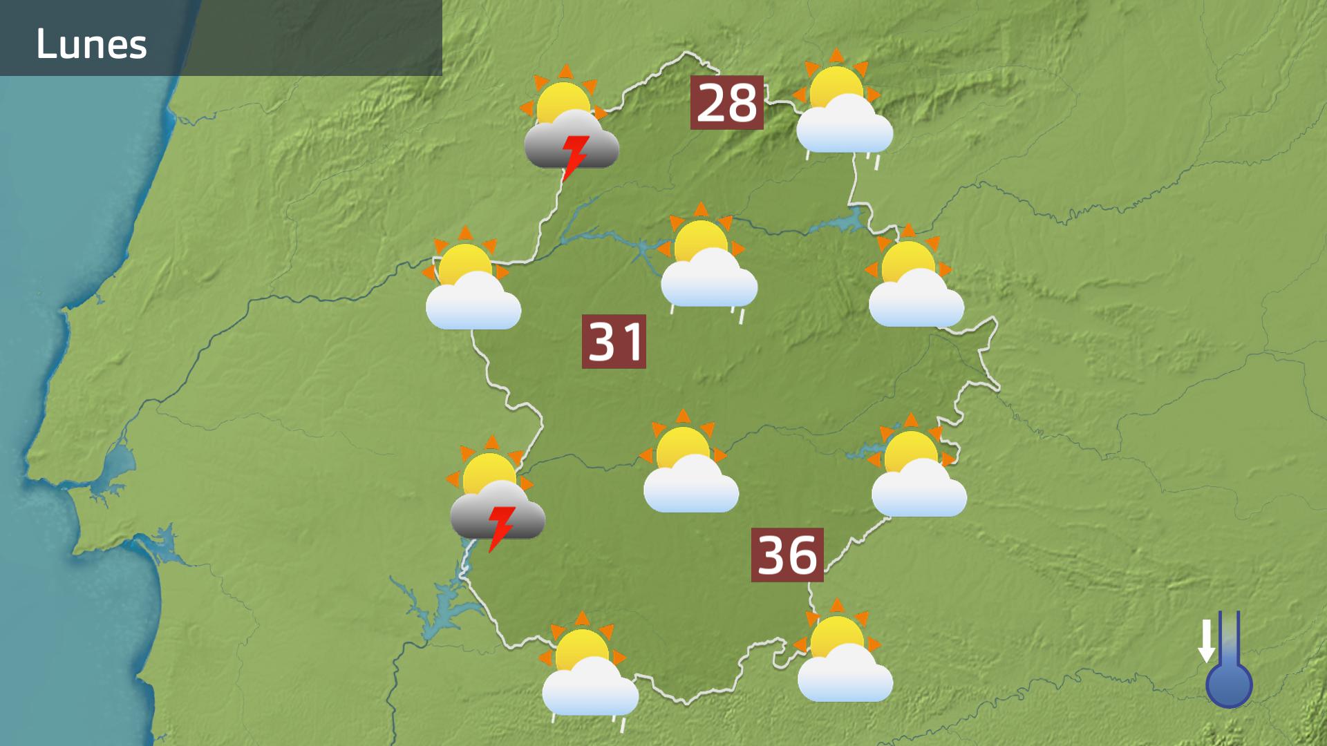 Mapa de previsión para hoy lunes 23 de junio