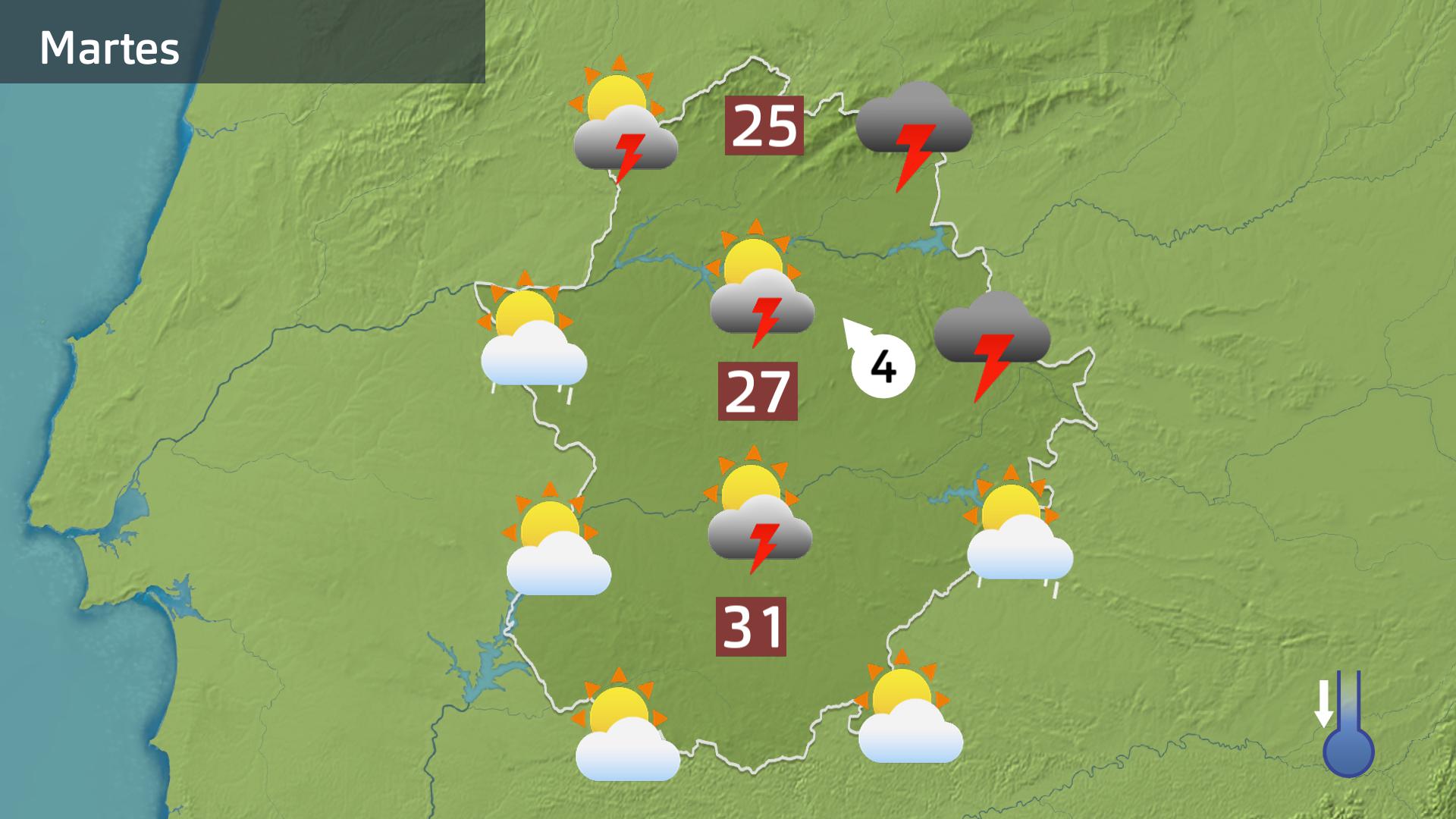 Mapa de previsión para hoy martes 24 de junio