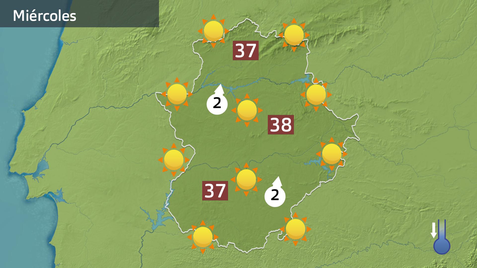 Mapa de previsión para hoy miércoles 9 de julio