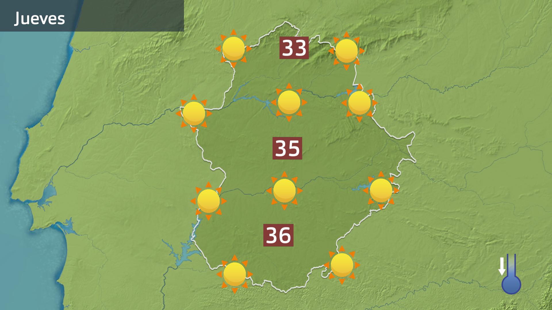 Mapa de previsisón para hoy jueves 10 de julio