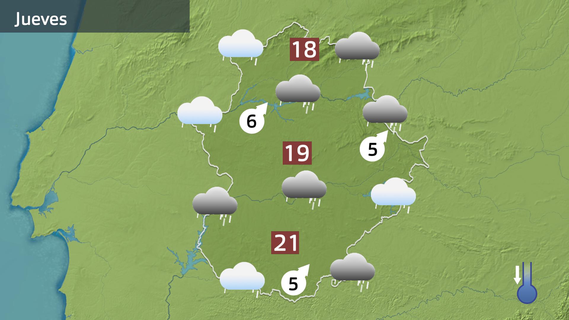 Mapa de previsión para hoy jueves 19 de octubre