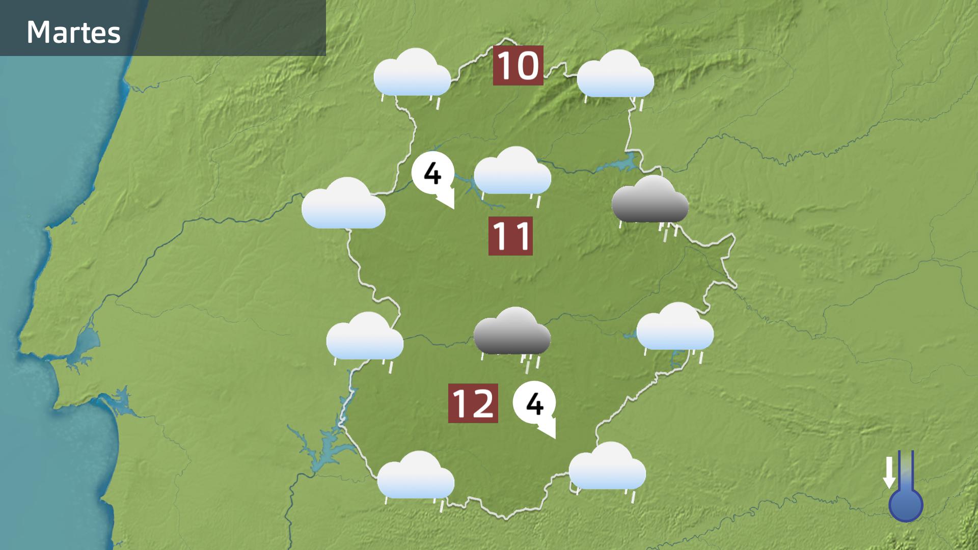 Mapa de previsión para hoy martes 16 de diciembre