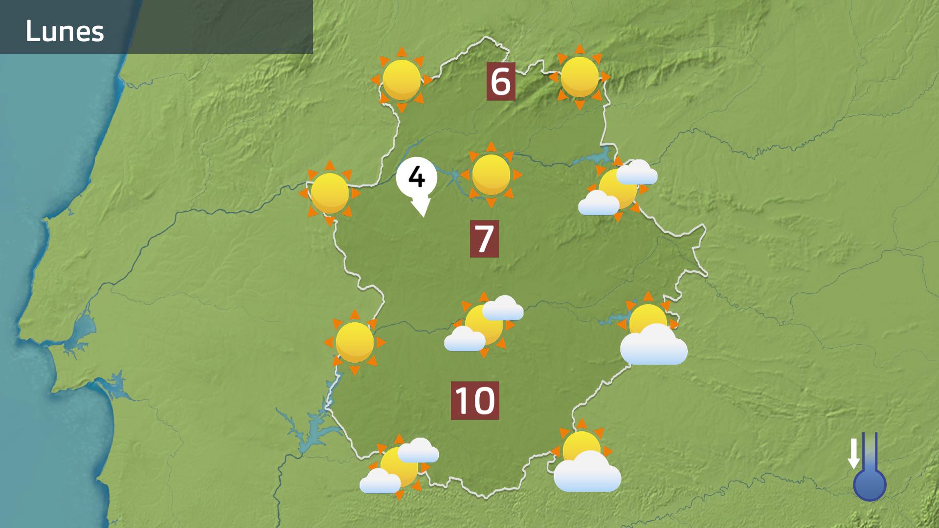 Mapa de previsión para hoy lunes 5 de enero