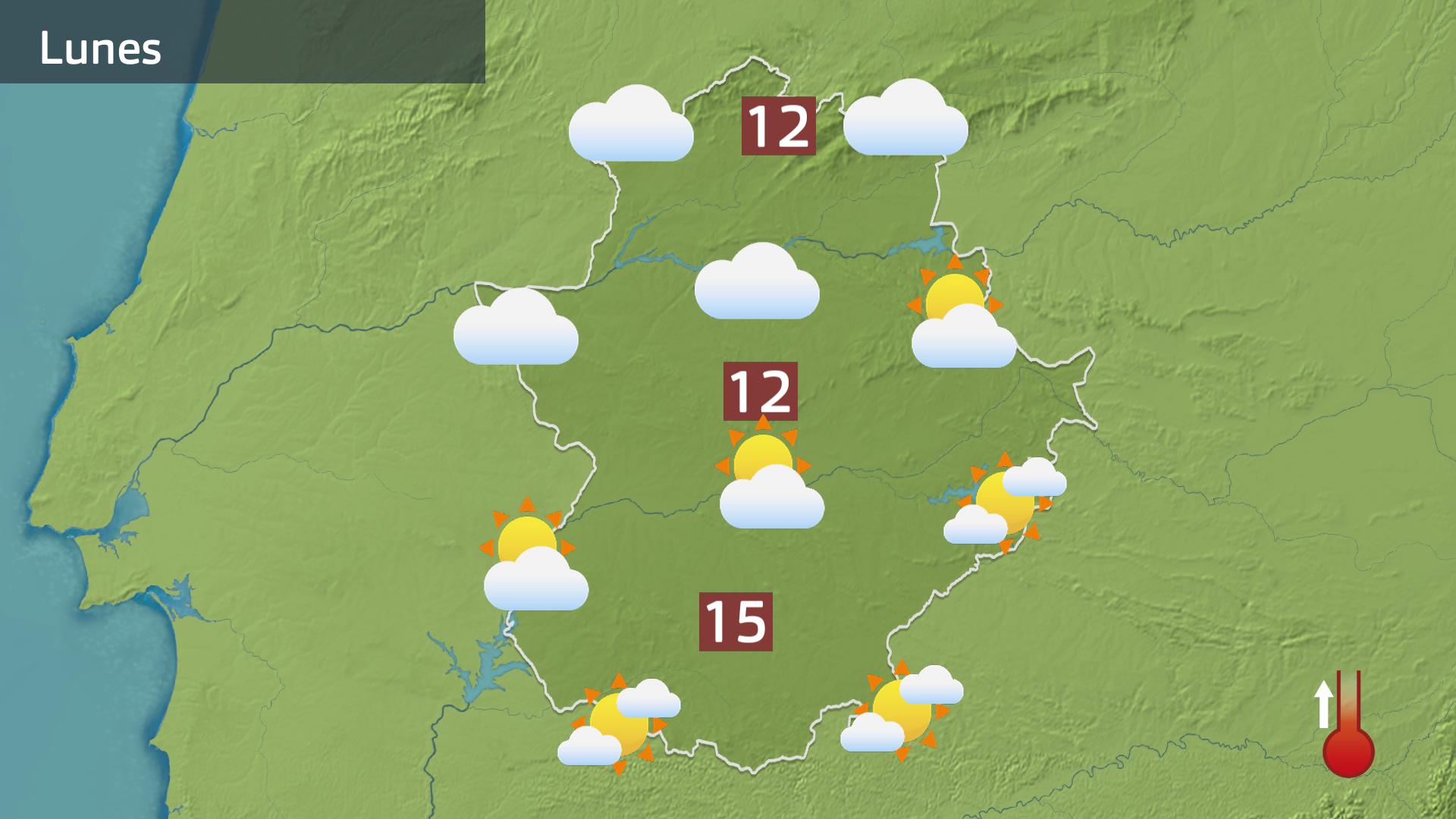 Mapa de previsión para hoy lunes 12 de enero