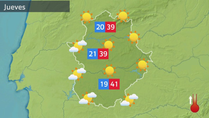 Mapa de tiempo previsto para el jueves 21 de julio