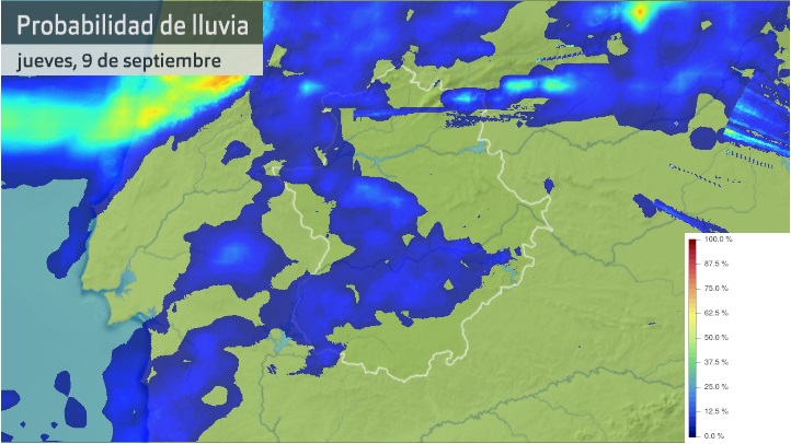 Probabilidad de lluvia para hoy jueves 9 de septiembre