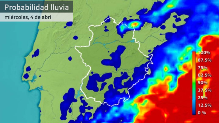 Probabilidad de lluvia del miércoles 4 de mayo