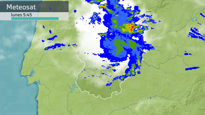 Imagen del Meteosat + radar meteorológico lunes 19 de septiembre 5:45 h.