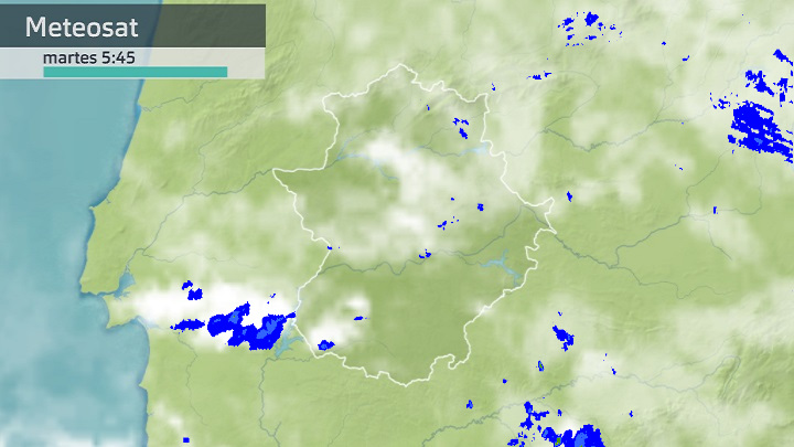 Imagen del Meteosat + radar meteorológico martes 3 de mayo 5:45 h.