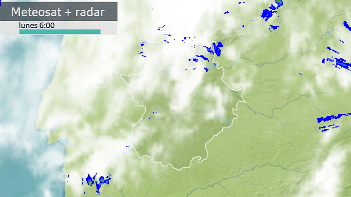 Imagen del Meteosat + radar meteorológico lunes 14 de noviembre 6 h.