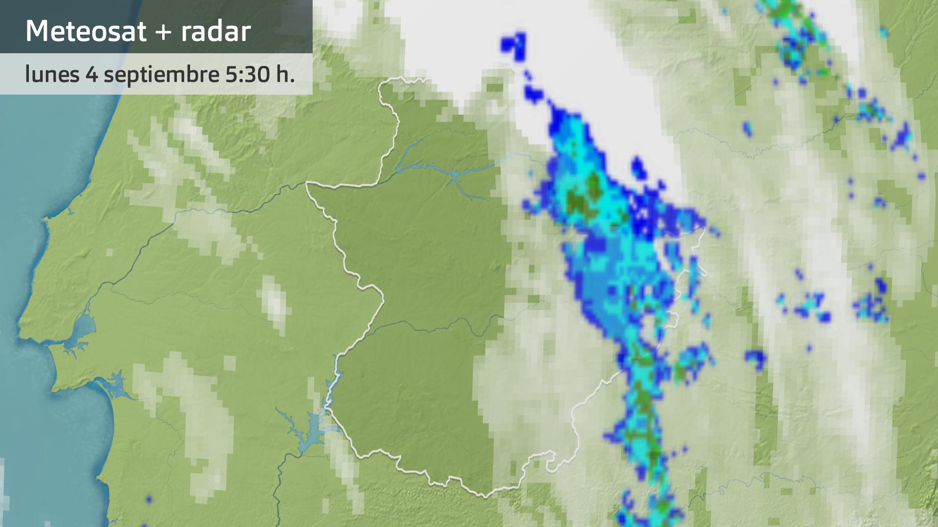 Meteosat + radar meteorológico (Aemet) lunes 4 de septiembre 5:30 h.