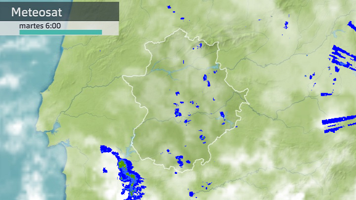 Imagen Meteosat + radar meteorológico martes 11 de octubre 6 h.