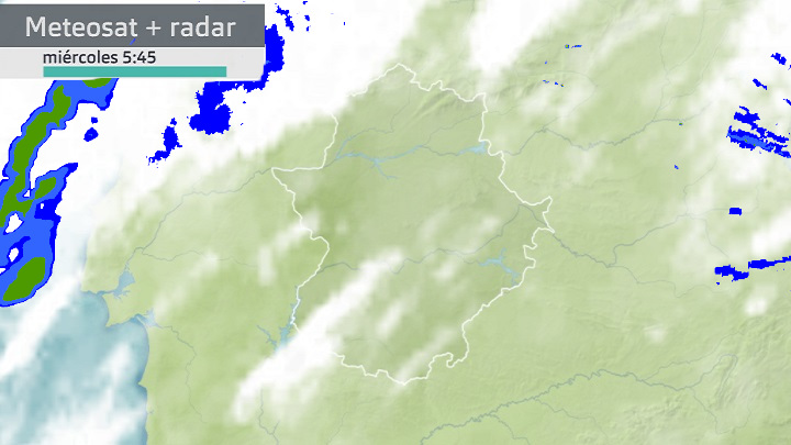 Imagen del Meteosat + radar meteorológico miércoles 11 de enero 5:45 h.