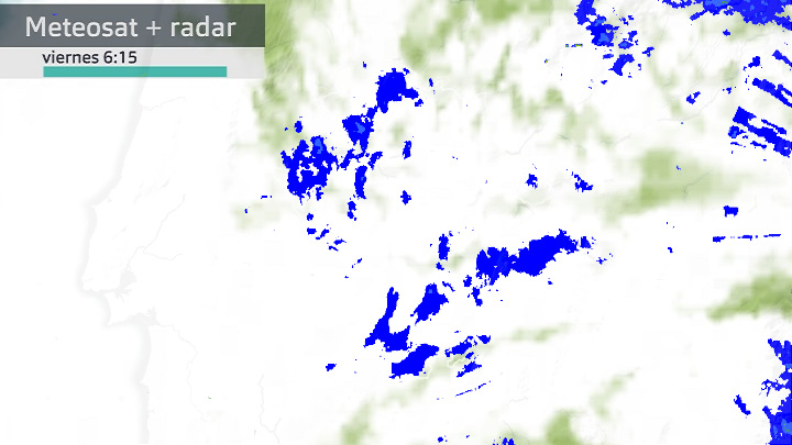 Imagen del Meteosat + radar meteorológico viernes 25 de marzo 6:15 h.