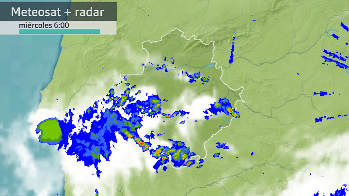 Imagen del Meteosat + radar meteorológico miércoles 21 de septiembre 6 h.
