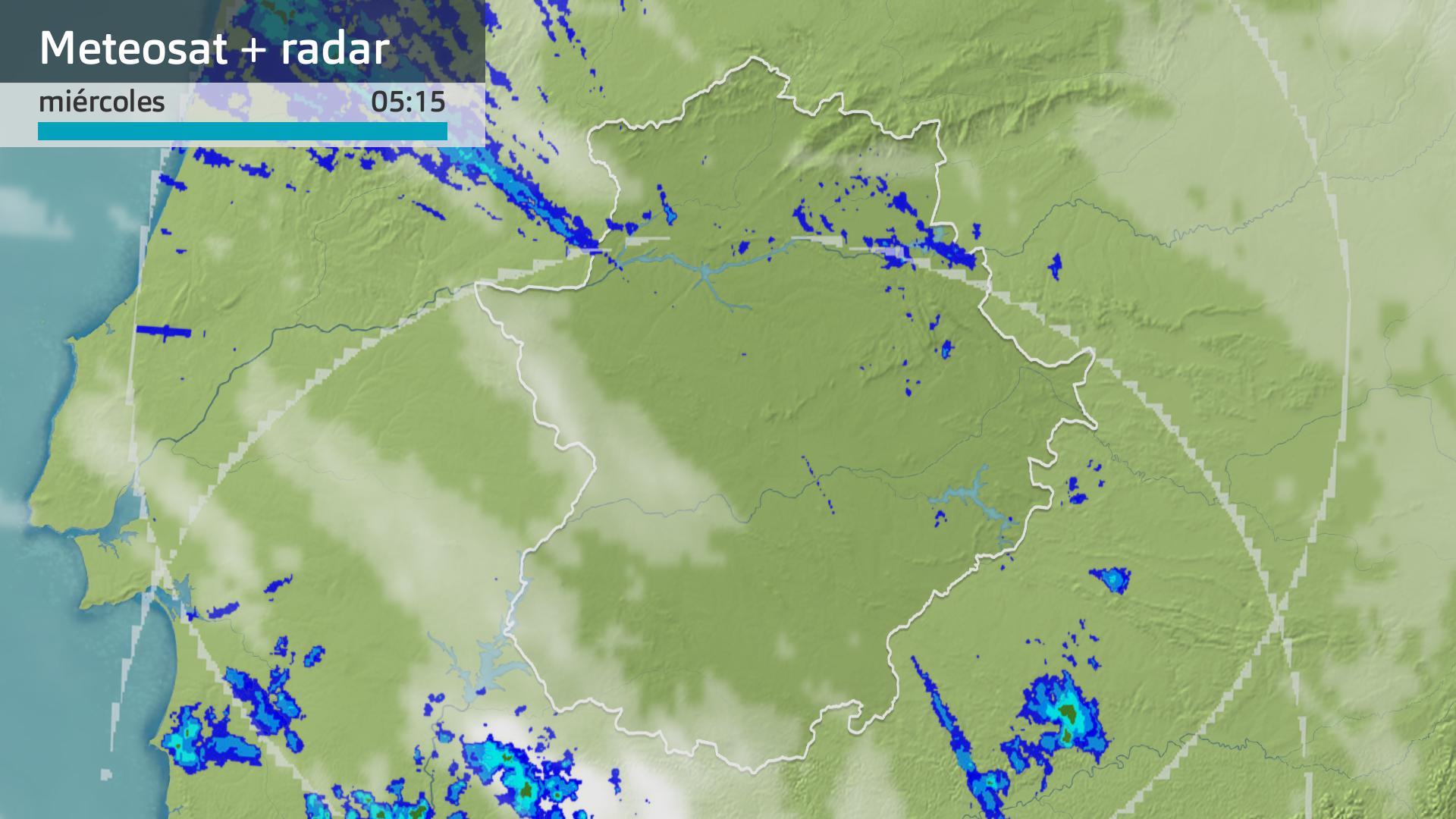 Imagen del Meteosat + radar meteorológico miércoles 29 de noviembre 5:15 h.