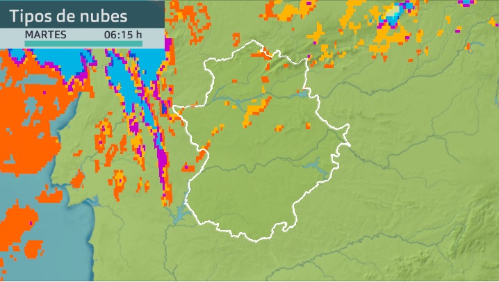Imagen del Meteosat (tipos de nubes) martes 5 de octubre 6:15 h.