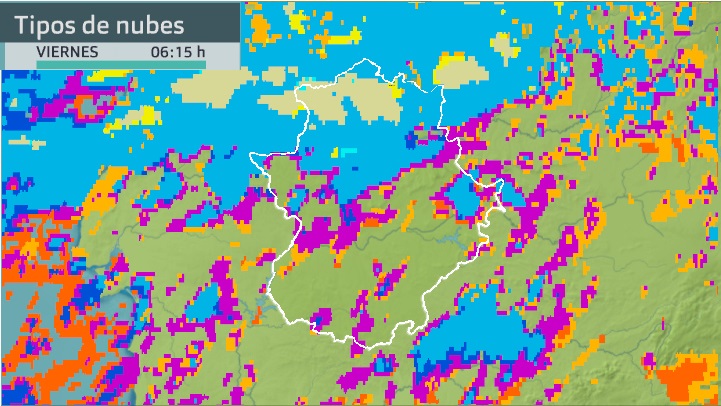 Imagen del Meteosat (tipos de nubes) viernes 1 de octubre 6:15 h.