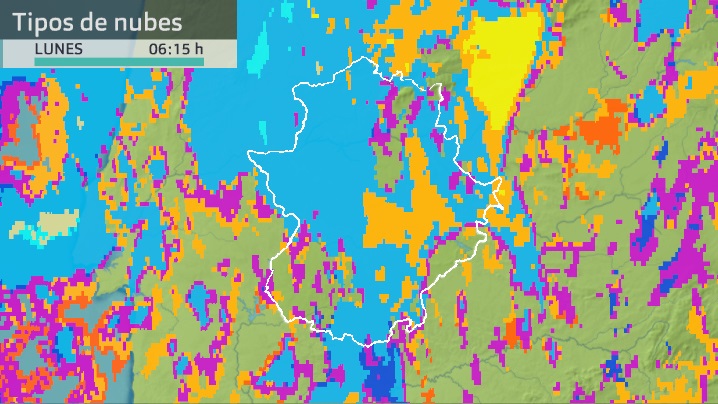 Imagen del Meteosat (tipos de nubes) lunes 18 de octubre 6:15 h.