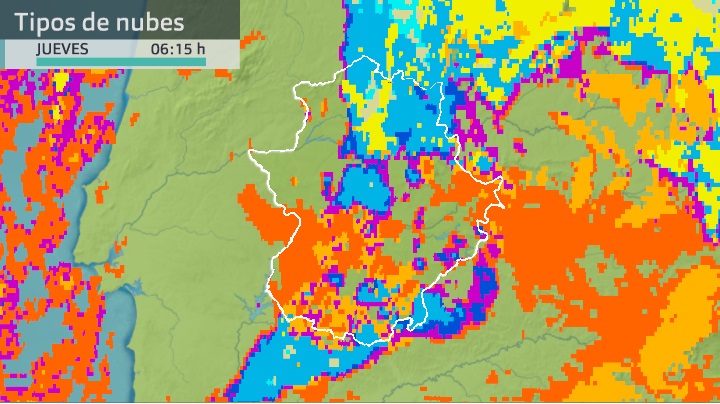 Imagen del Meteosat (tipos de nubes) jueves 25 de noviembre 6:15 h.