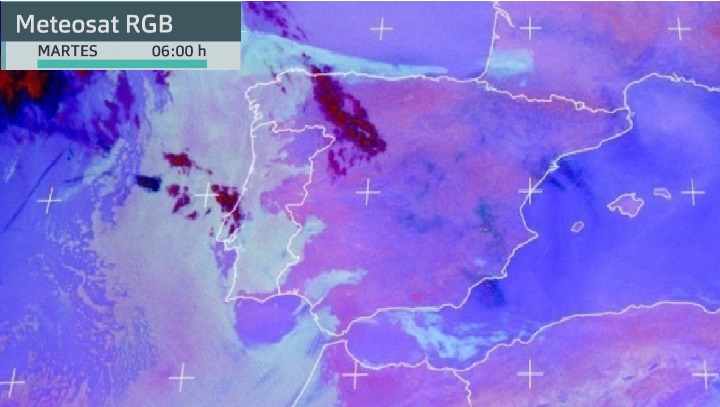 Imagen del Meteosat (Canal RGB) martes 20 de julio 6 h. Fuente www.eumetsat.int