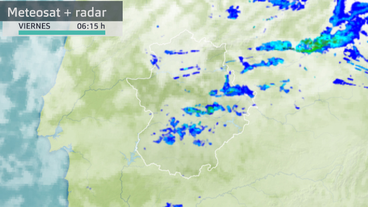 Imagen Meteosat + radar (Aemet) viernes 4 de diciembre 6:15 h