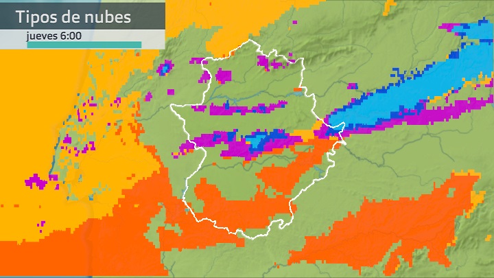 Imagen del Meteosat (tipos de nubes) jueves 7 de abril 6 h.