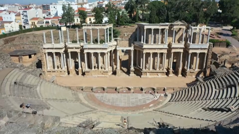 Vista aérea del Teatro Romano de Mérida