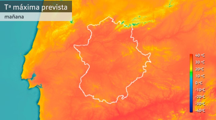 Previsión de temperaturas máximas 5 de septiembre de 2022.