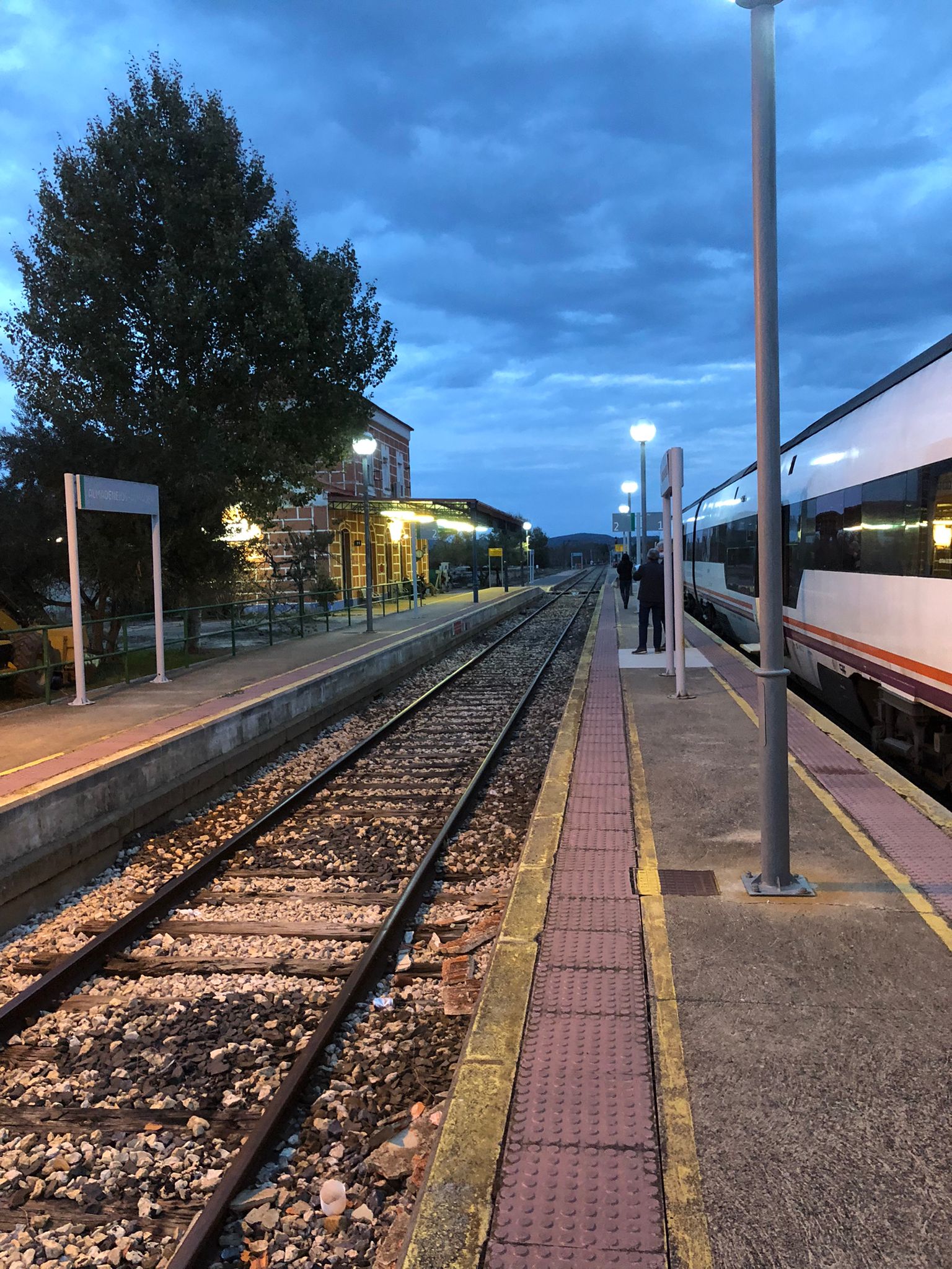 Tren parado en la estación de Almadenejos