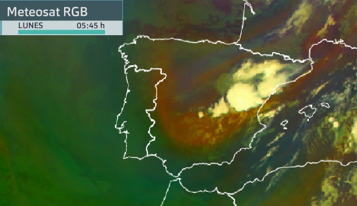 Imagen del Meteosat RGB lunes 26 de julio 5:45 h. Fuente: Eumetsat