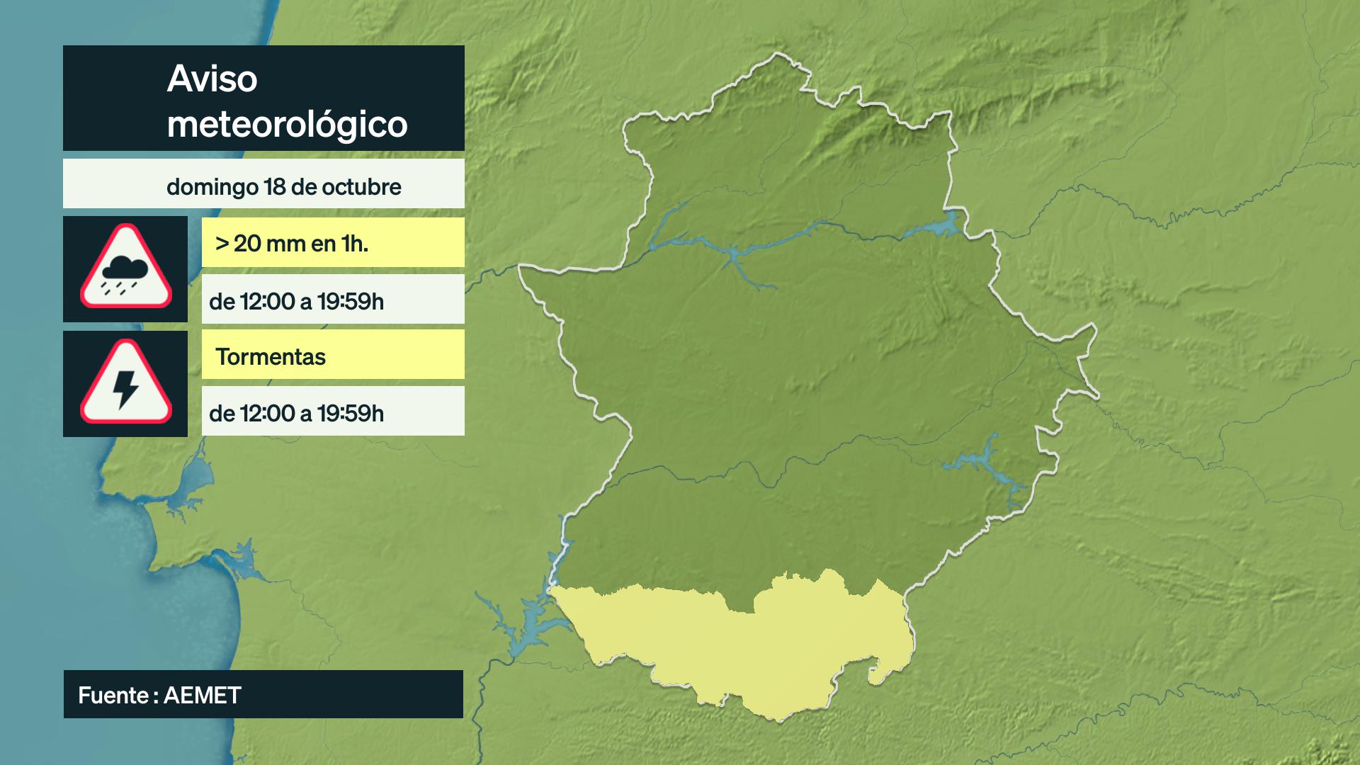 Aviso meteorológico 18 de octubre