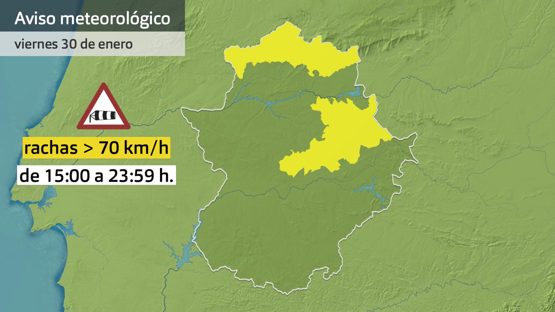 Aviso meteorológico para el viernes 30 de enero