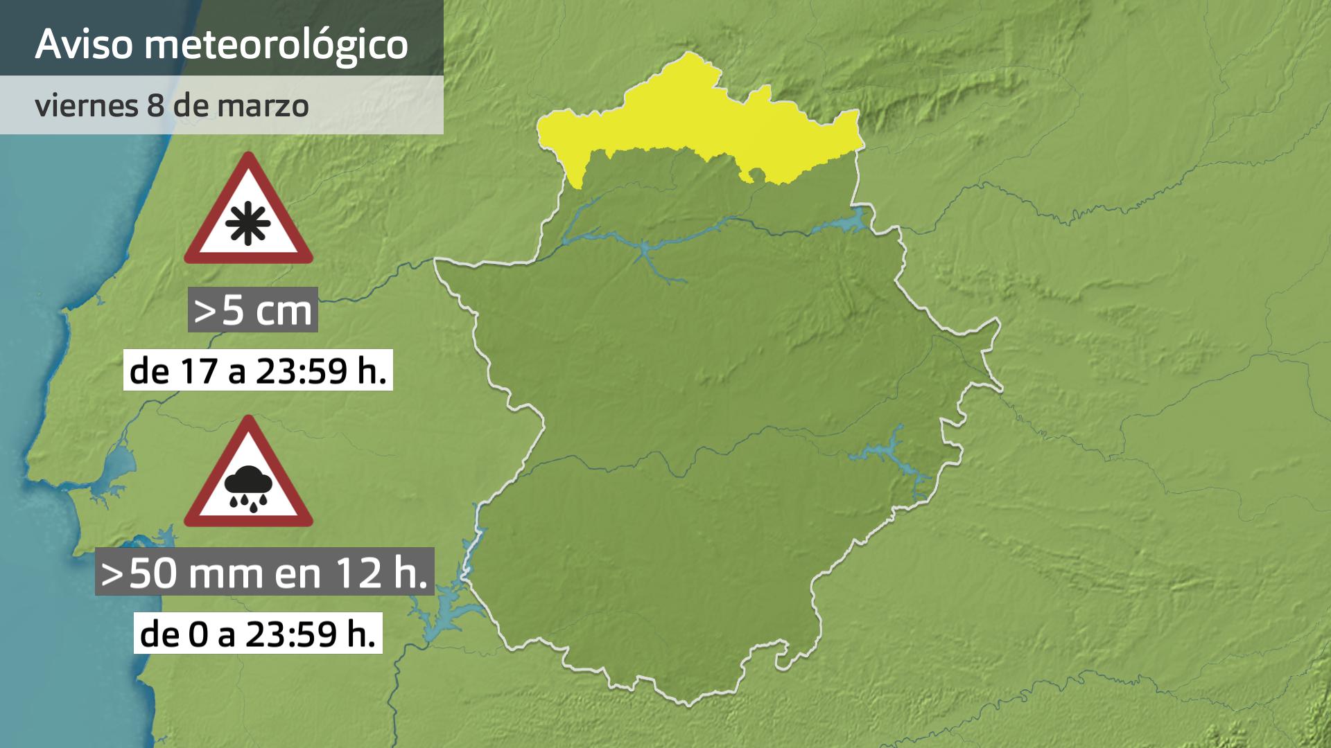 Avisos meteorológicos (Aemnet) para hoy viernes 8 de marzo