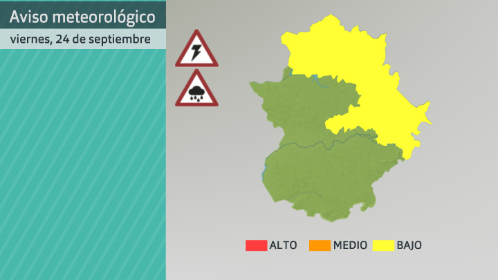 Aviso de Aemet por lluvias y por tormentas para hoy viernes 24 de septiembre