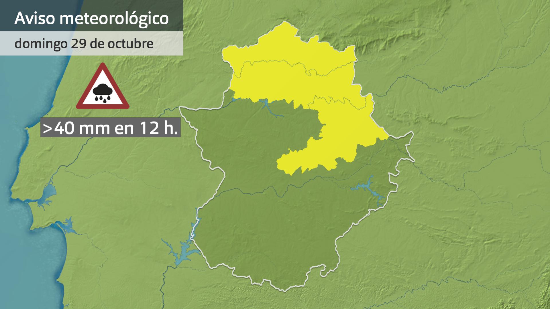 Avisos meteorológicos (Aemet) para el domingo 29 de octubre. Actualizados sábado 19:30 h.