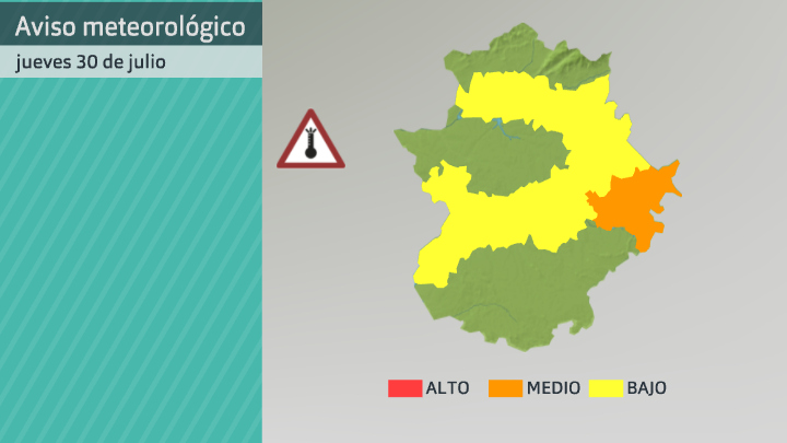 Aviso de AEMET por altas temperaturas para el jueves 30 de julio