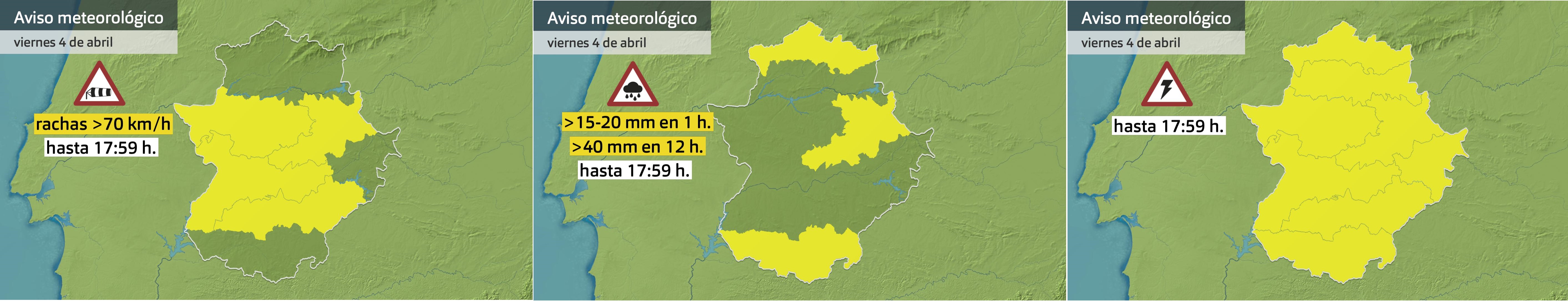 Avisos meteorológicos (Aemet) para hoy viernes 4 de abril