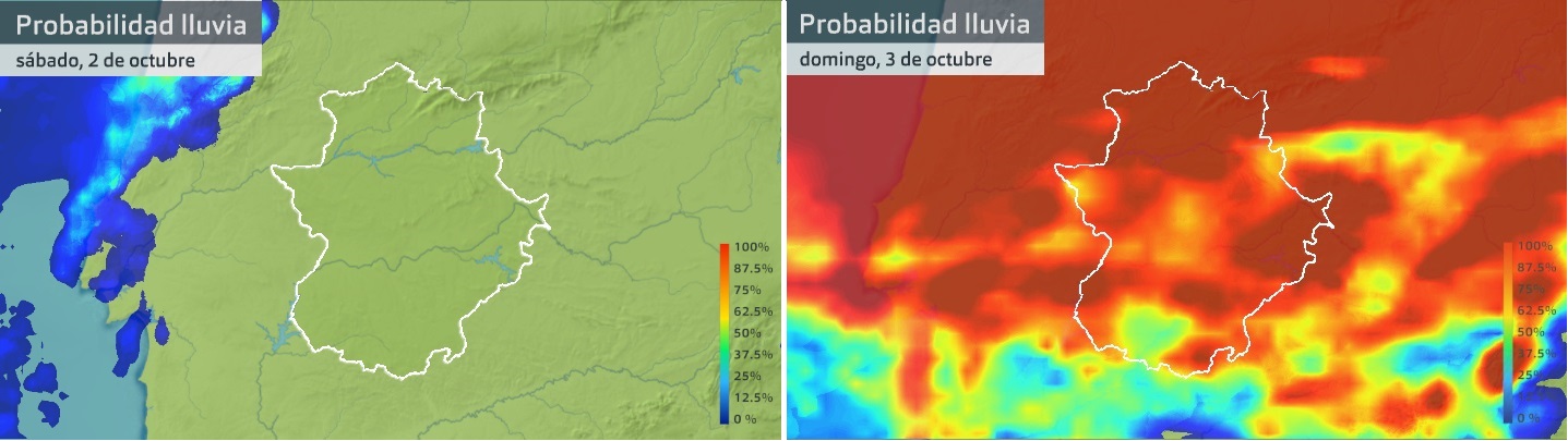 Mapas de probabilidad de lluvia para el fin de semana