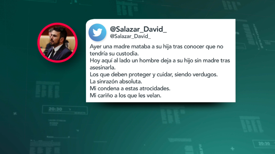 Tweet de David Salazar condenando el crimen machista