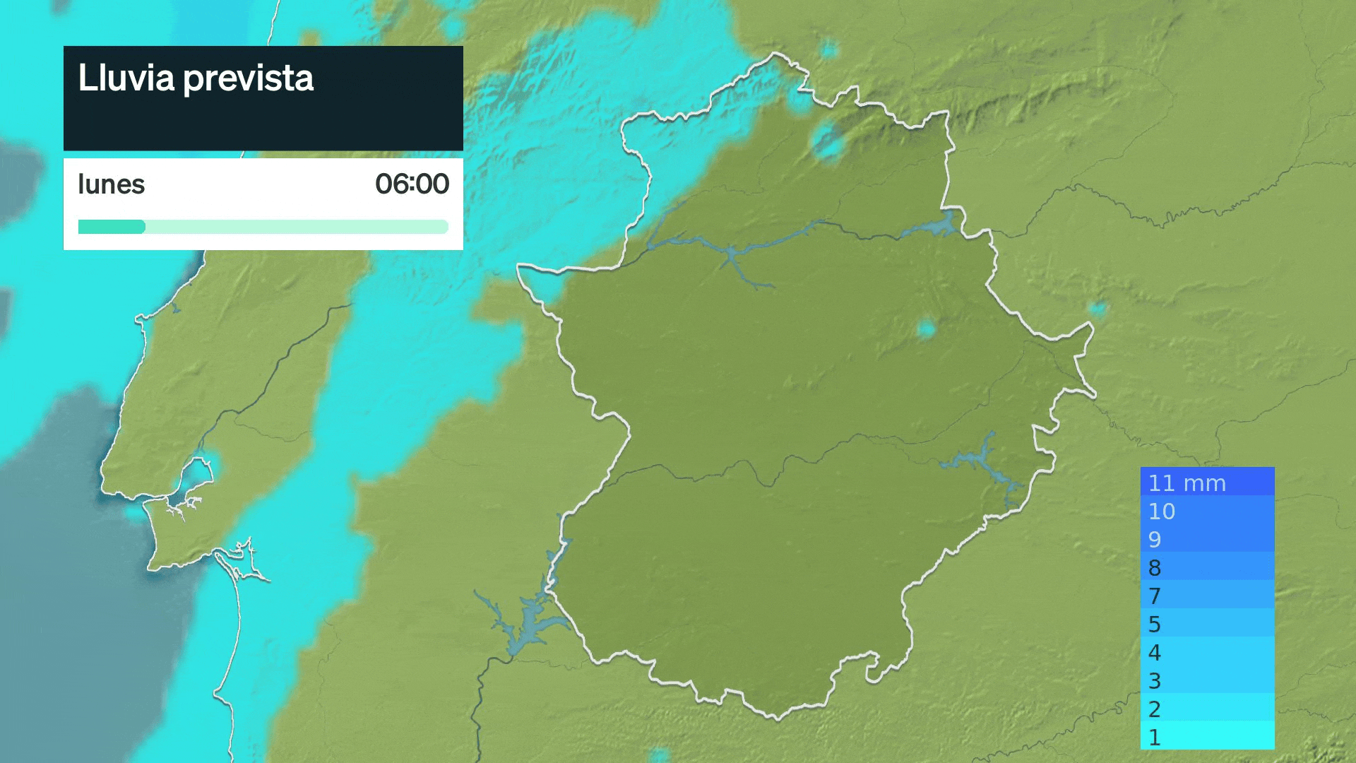 Lluvia prevista para hoy lunes 11 de mayo