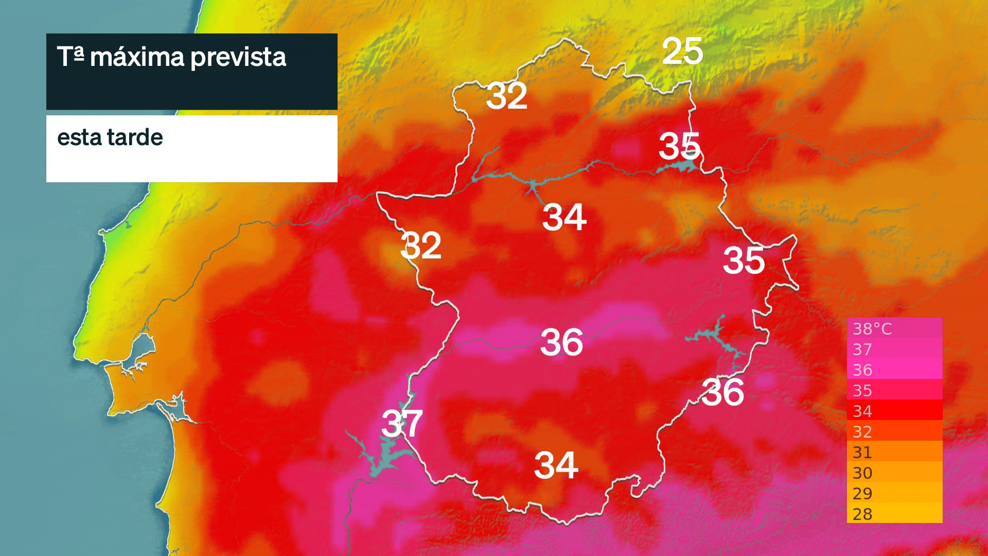 Temperatura máxima prevista para los próximos días