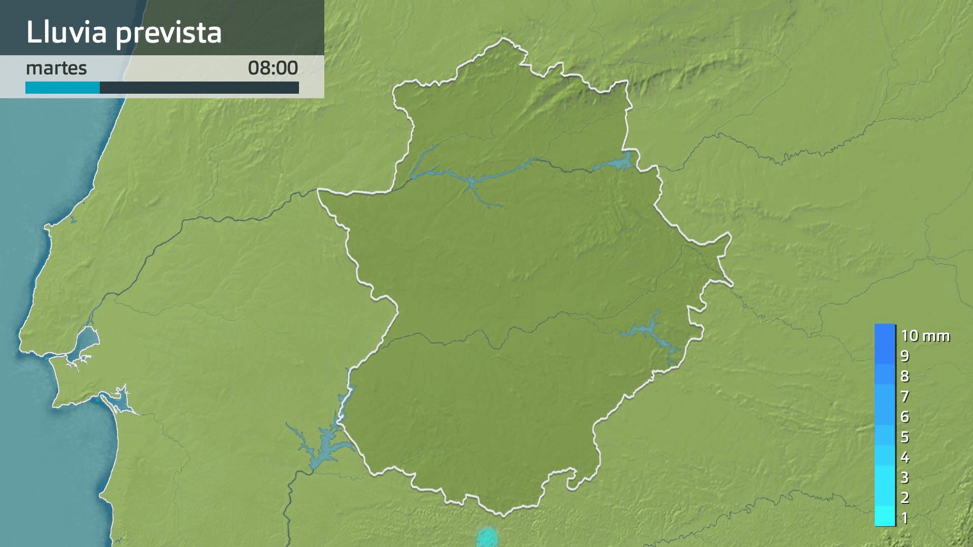 Lluvia prevista para hoy martes 1 de abril