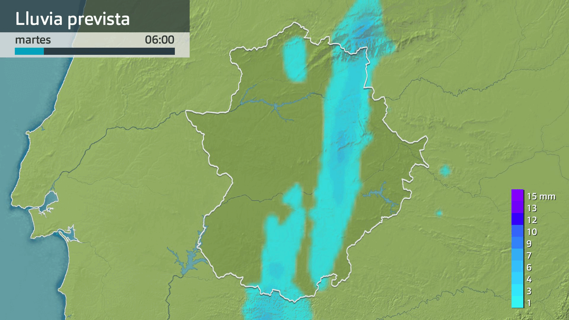 Lluvia prevista para hoy martes 24 de junio