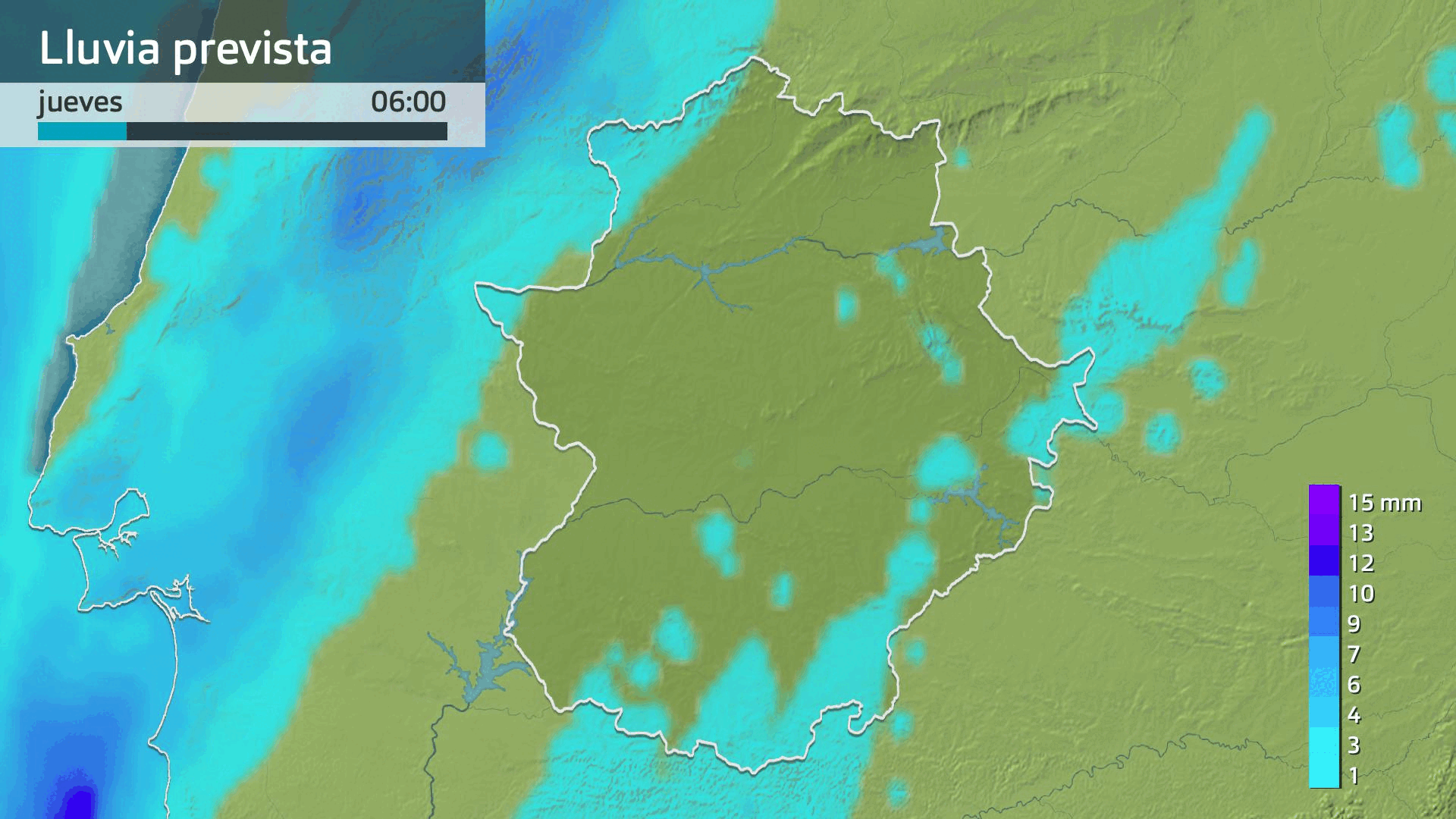 Lluvia prevista para hoy jueves 13 de noviembre