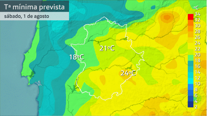 Evolución de las temperaturas mínimas en los próximos 3 días