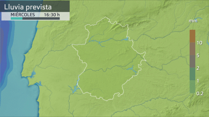 Previsión de lluvia para hoy en Extremadura