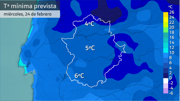 Temperatura mínima prevista para los 3 próximos días