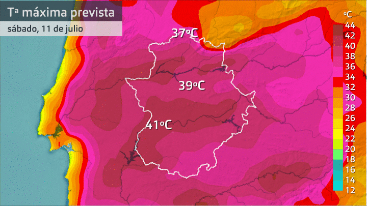 Evolución de las temperaturas máximas en los próximos 3 días